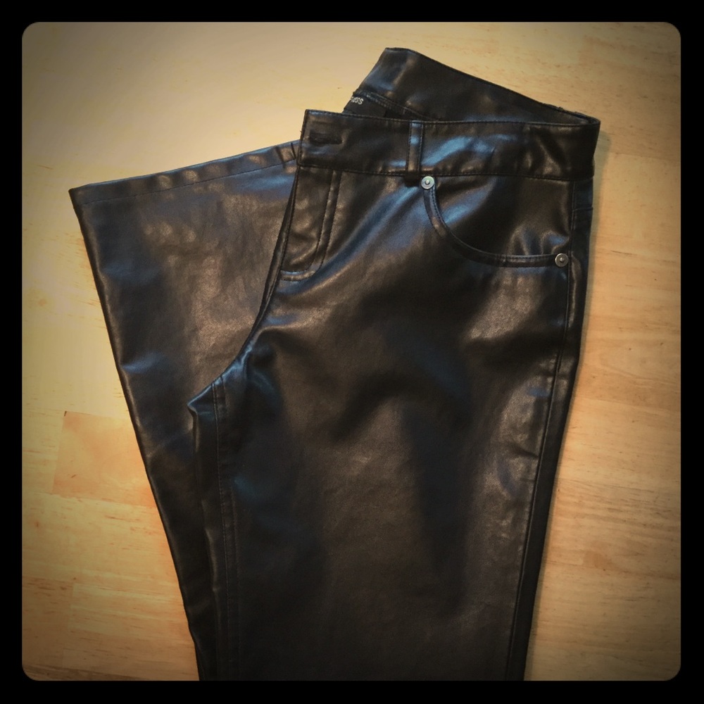 Ladies black vinyl pants